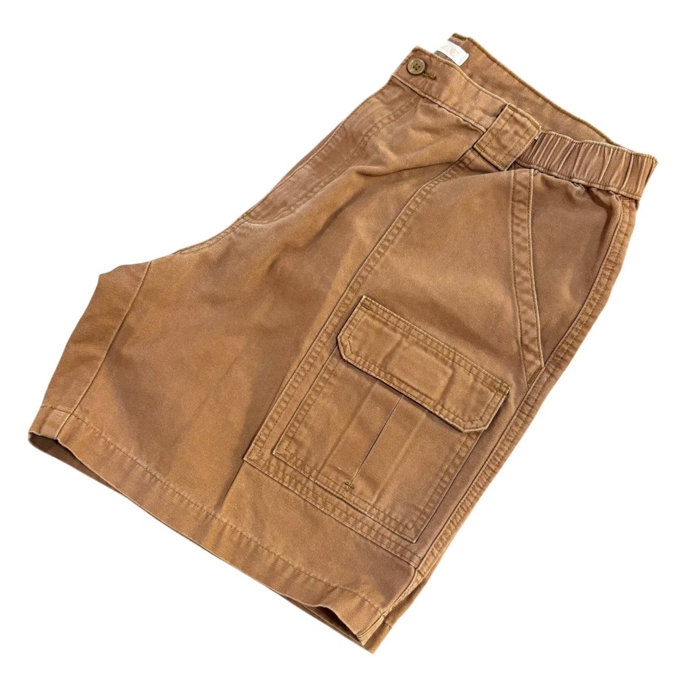 SAVANE Cargo Shorts Mens 38 Toffee Brown Elastic Waist Cotton‎ Utility Casual